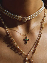 Stainless Steel Zircon Cross Pendant Necklace - Trendsi - Flyclothing LLC