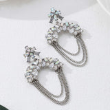 Trending Fashion Chain Rhinestone Drop Earrings For Women, Unique Versatile Light Luxury Alloy Ear Jewelry, Geometric Stud Earrings - My Store - Flyclothing LLC