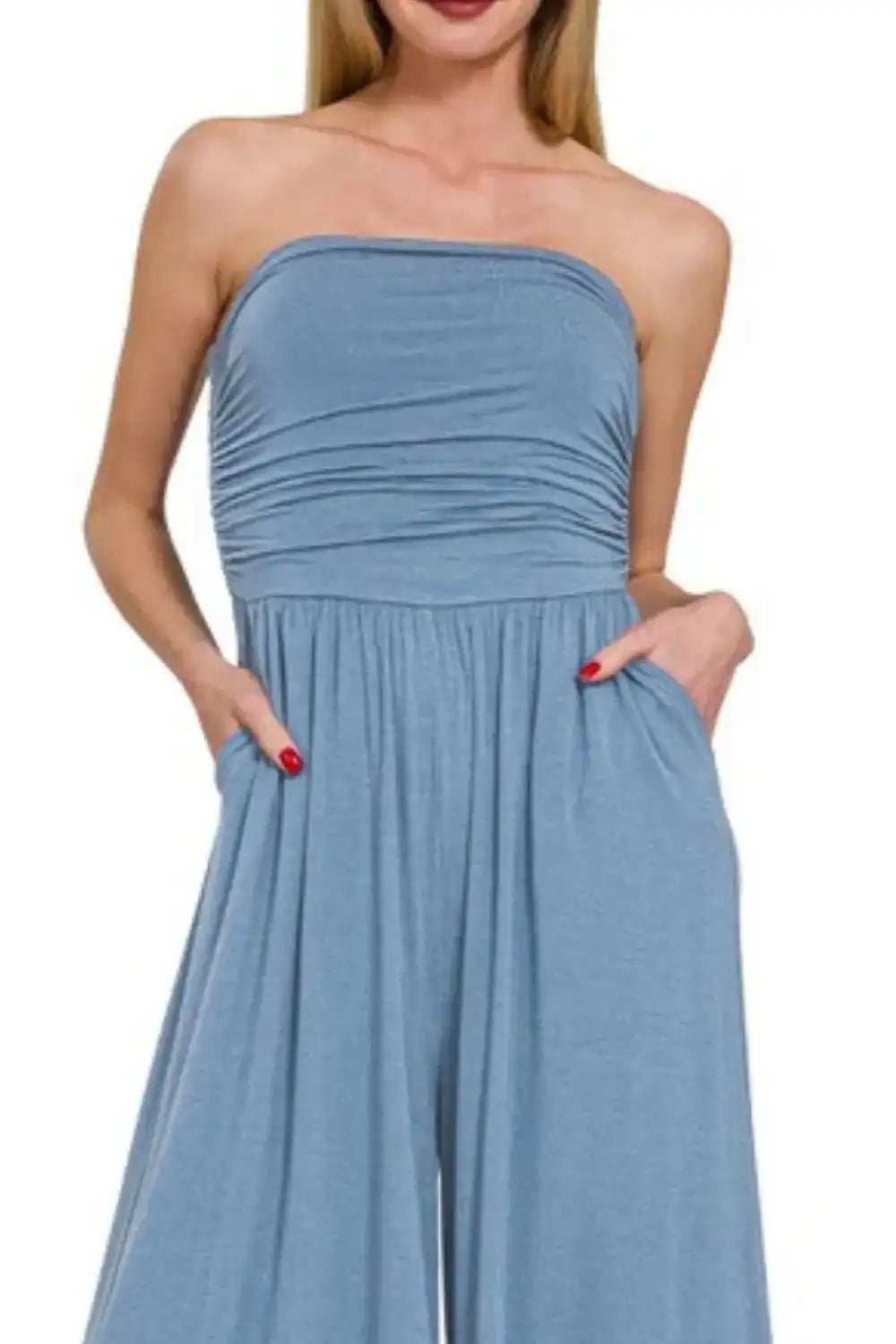 Zenana Double Layered Strapless Tube Top Jumpsuit - Trendsi - Flyclothing LLC