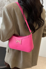 Bow Trim PU Leather Shoulder Bag - Trendsi