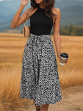 Leopard Halter Neck Midi Dress - Trendsi