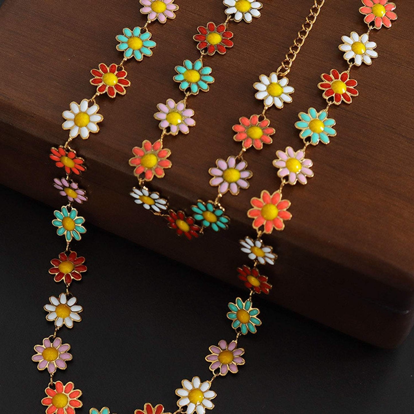 Titanium Steel Oil Drip Flower Necklace - Trendsi - Flyclothing LLC
