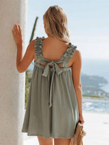 Full Size Frill Pocketed Square Neck Wide Strap Dress - Trendsi - Flyclothing LLC