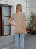 Round Neck Lace Short Sleeve T-Shirt - Trendsi - Flyclothing LLC