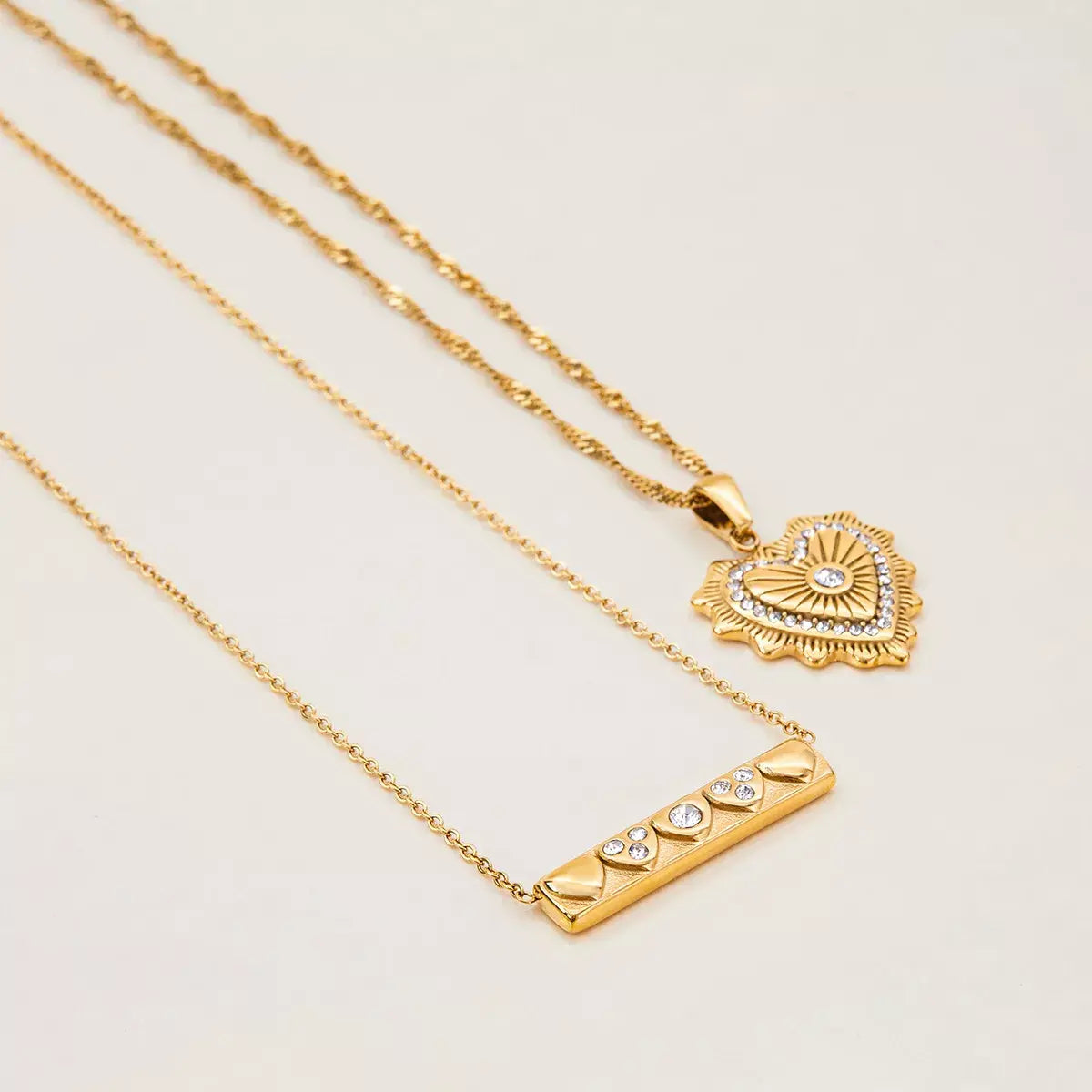 18K Gold-Plated Zircon Pendant Necklace - Trendsi - Flyclothing LLC