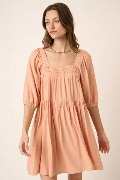 Mittoshop Pintuck Detail Tie Back Mini Dress - Trendsi - Flyclothing LLC