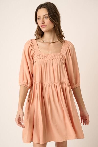 Mittoshop Pintuck Detail Tie Back Mini Dress - Trendsi