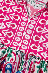 Printed Tie Neck Short Sleeve Dress - Trendsi - Flyclothing LLC