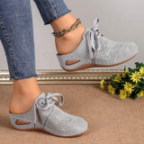 Lace-Up Round Toe Wedge Sandals - Trendsi - Flyclothing LLC