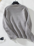 Cable-Knit Round Neck Button Up Cardigan - Trendsi