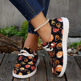 Halloween Pumpkin Print Round Toe Sneakers - Trendsi - Flyclothing LLC