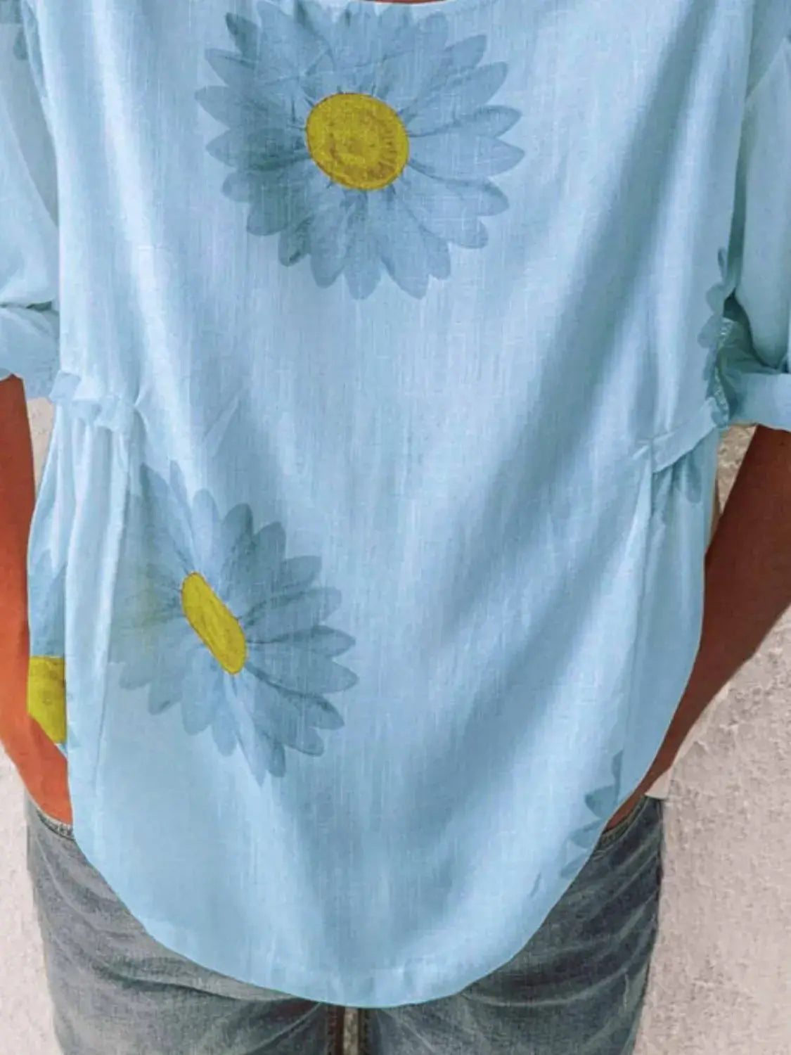 Full Size Flower Round Neck Half Sleeve T-Shirt Plus Size - Trendsi - Flyclothing LLC