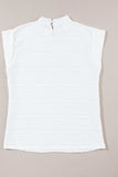 Textured Mock Neck Cap Sleeve Top - Trendsi - Flyclothing LLC
