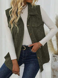 Button Up Collared Neck Vest Coat - Trendsi - Flyclothing LLC