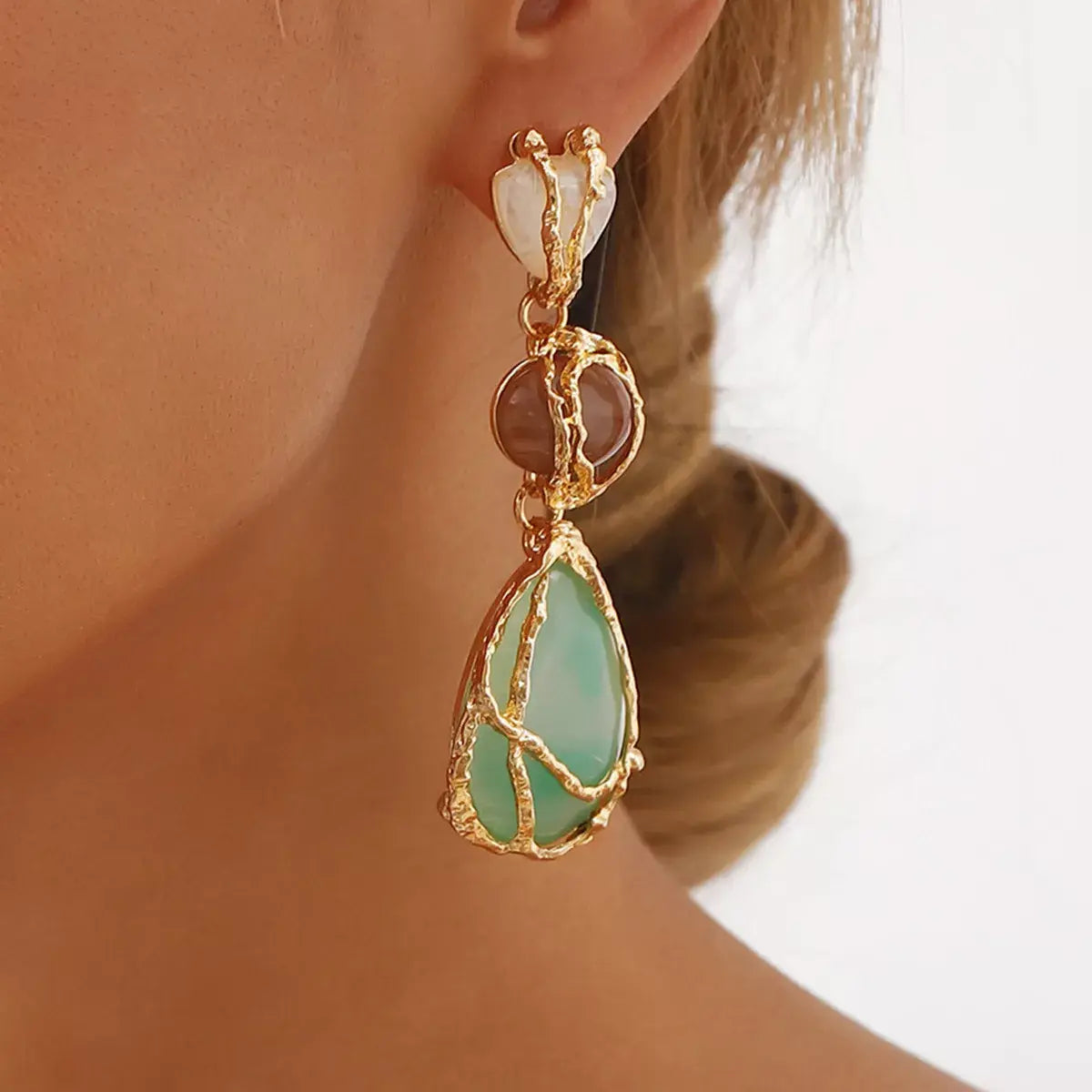 18K Gold-Plated Teardrop Earrings - Trendsi - Flyclothing LLC