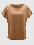 Round Neck Short Sleeve T-Shirt - Trendsi - Flyclothing LLC