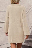 Collared Neck Long Sleeve Sweater Dress with Pockets - Trendsi - Flyclothing LLC