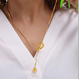 Stainless Steel Bead Necklace - Trendsi