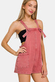 Zenana Washed Knot Strap Rompers - Trendsi - Flyclothing LLC