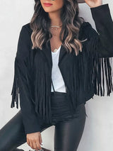 Fringe Open Front Cropped Jacket - Trendsi - Flyclothing LLC