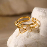 18K Gold-Plated Bow Open Ring - Trendsi - Flyclothing LLC
