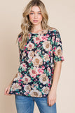 BOMBOM Floral Round Neck T-Shirt - Trendsi