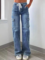 Washed Jeans with Pockets - Trendsi - Flyclothing LLC