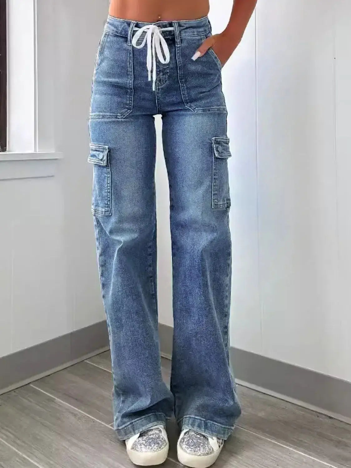 Washed Jeans with Pockets - Trendsi - Flyclothing LLC