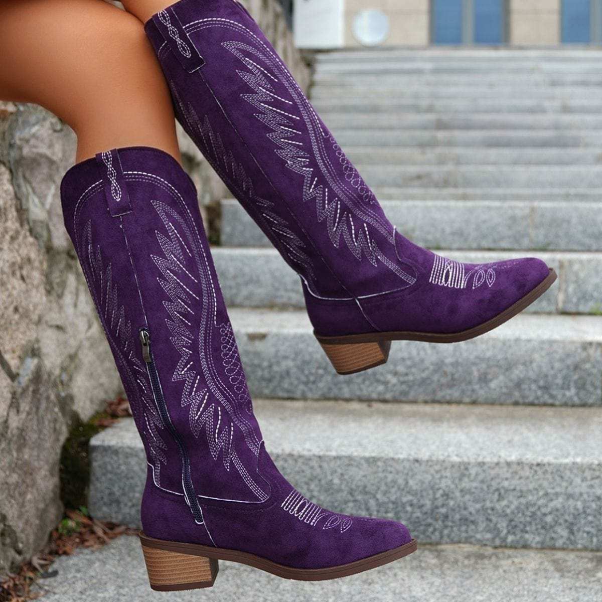 Point Toe Block Heels Boots - Trendsi - Flyclothing LLC