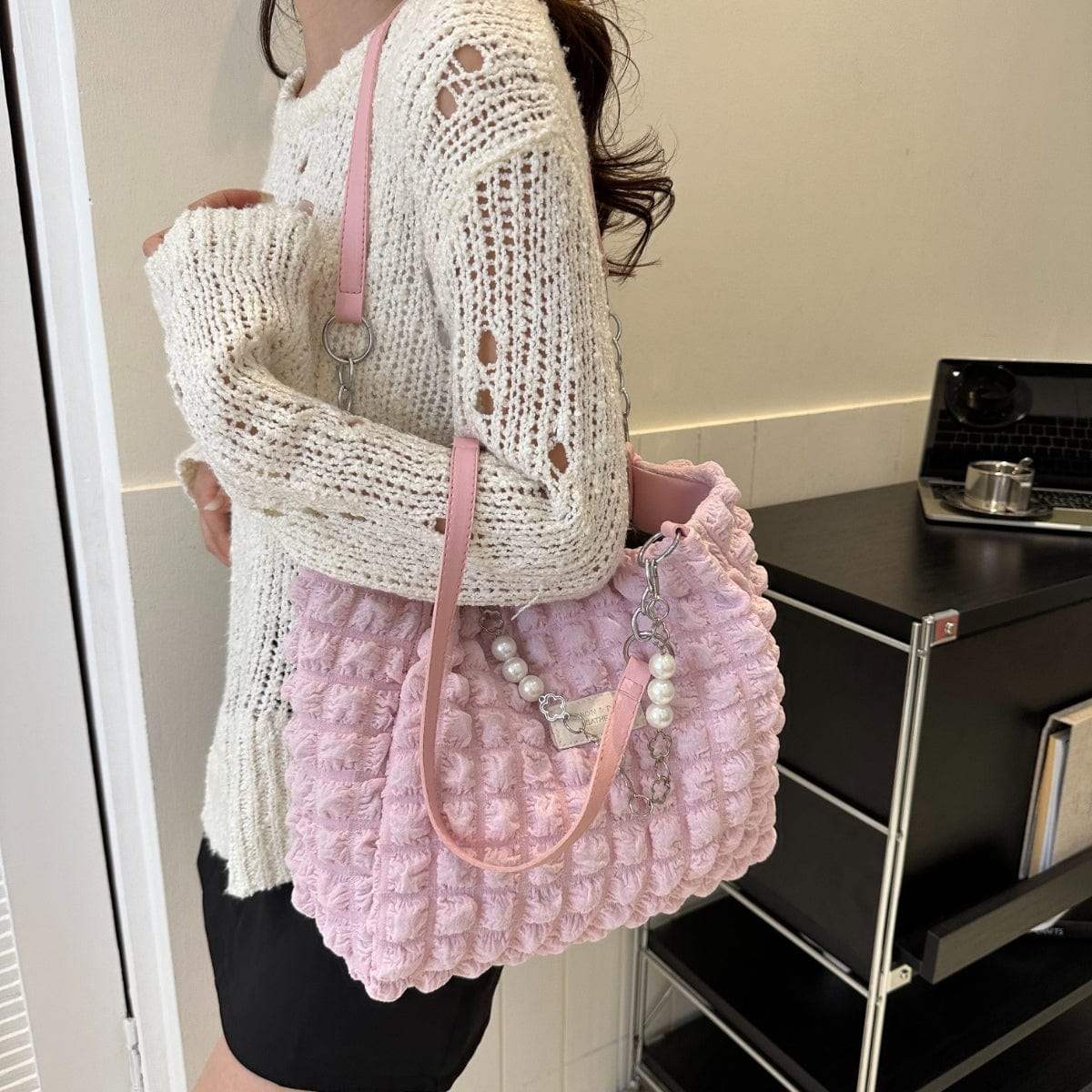 Bubble Textured Tote Bag - Trendsi - Flyclothing LLC