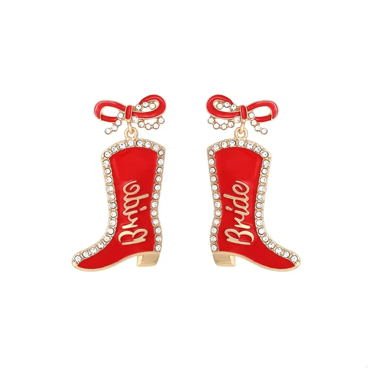 Cowgirl Boot Dangle Earrings with Bow - Trendsi - Flyclothing LLC
