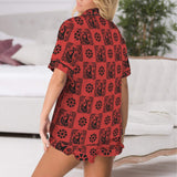 Baha Ranch Colores de Mexico Red Flamenco Mexican Tile Talavera Floral Satin Pajamas