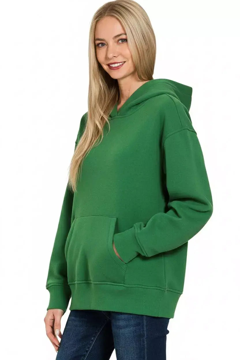 Zenana Fleece Kangaroo Pocket Hoodie - Trendsi - Flyclothing LLC