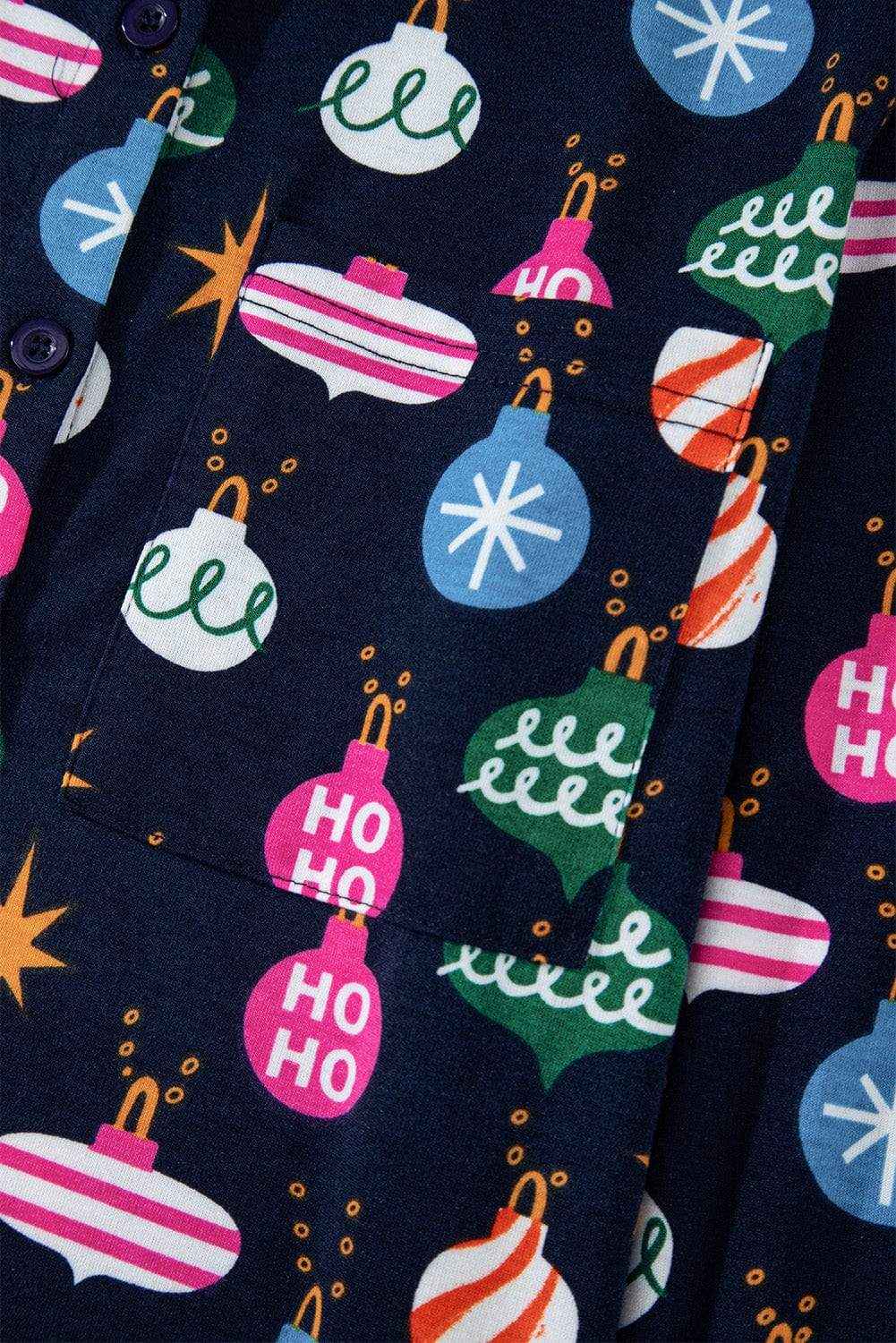 Christmas Lights Print Collared Neck Top and Pants Set - Trendsi - Flyclothing LLC