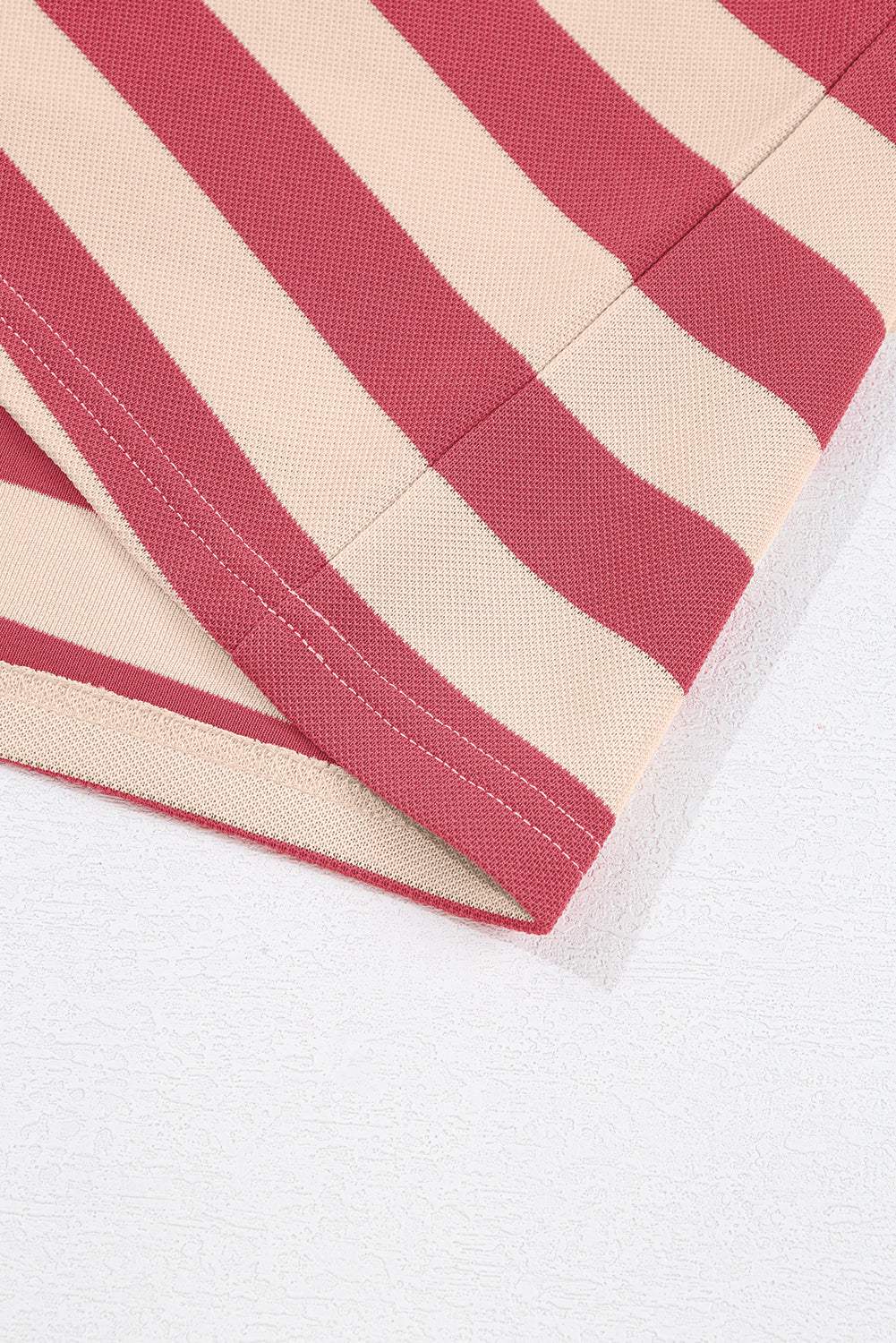Contrast Striped Johnny Collar Long Sleeve Mini Dress - Trendsi - Flyclothing LLC