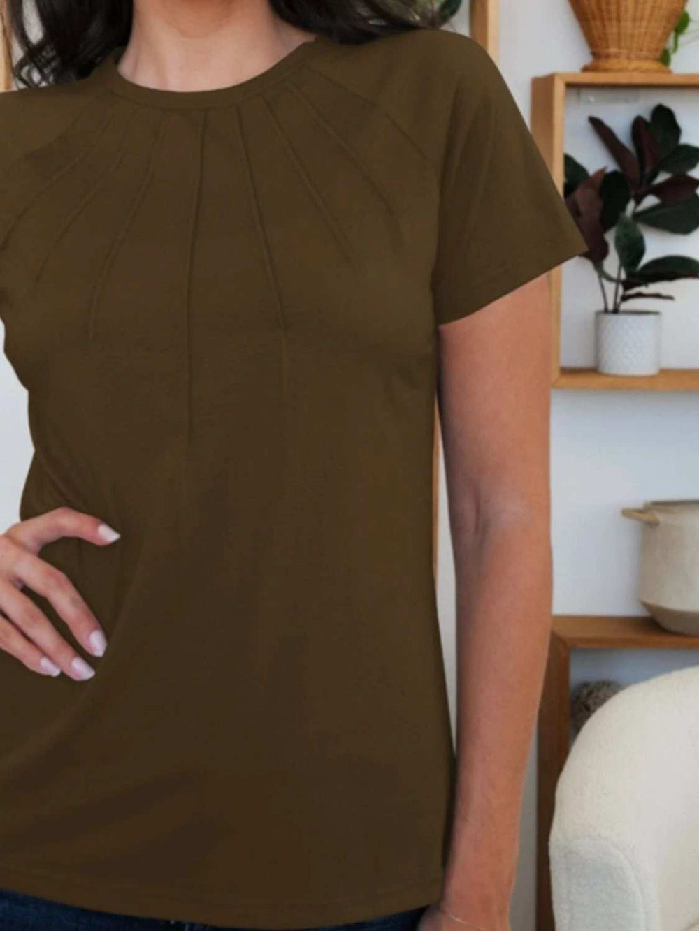 Round Neck Short Sleeve T-Shirt - Trendsi - Flyclothing LLC