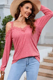 Lace Detail Cold Shoulder Long Sleeve T-Shirt - Trendsi - Flyclothing LLC