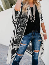 Printed Open Front Cover-Up - Trendsi - Flyclothing LLC