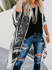 Printed Open Front Cover-Up - Trendsi