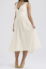 Ruched V-Neck Sleeveless Dress with Pockets - Trendsi - Flyclothing LLC