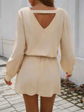 Cutout V-Neck Long Sleeve Mini Dress - Trendsi - Flyclothing LLC