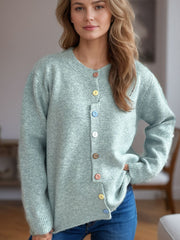 Button Down Long Sleeve Cardigan - Trendsi
