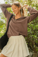 Umgee Full Size Ribbed Knit Half Zipper Sweatshirt Plus Size - Trendsi - Flyclothing LLC