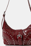 Fame Faux Leather Studded Trim Shoulder Bag - Trendsi