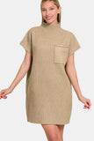 Zenana Short Sleeve Sweater Mini Dress - Trendsi