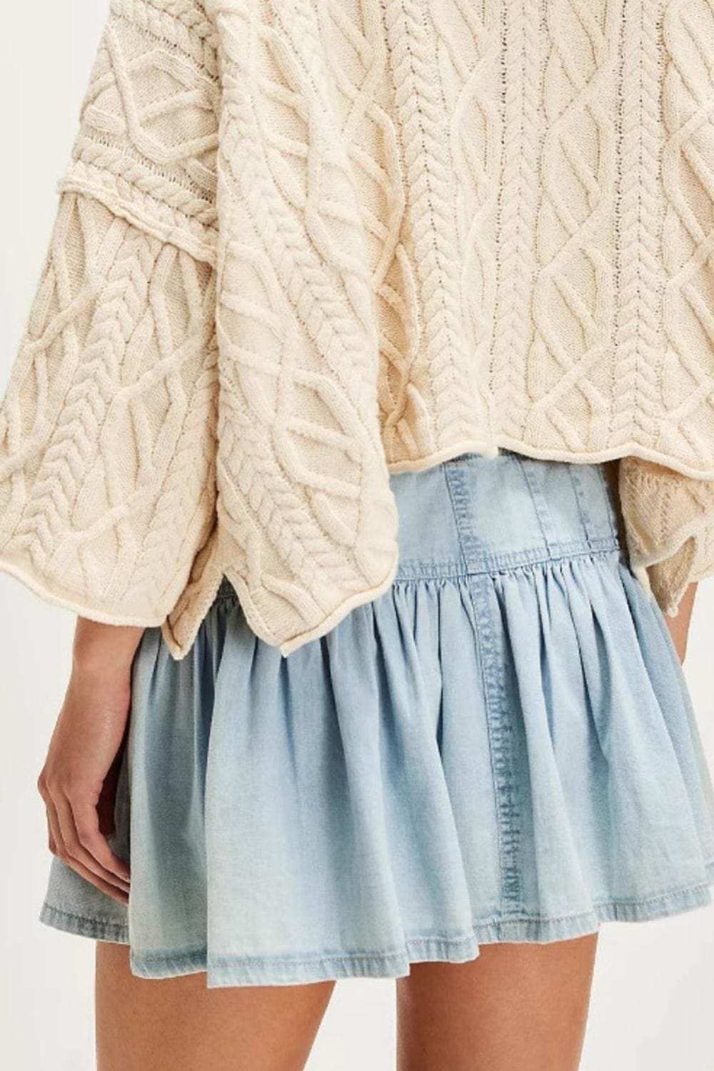 Buttoned Ruffled Mini Denim Skirt - Trendsi - Flyclothing LLC