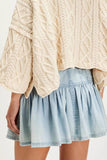 Buttoned Ruffled Mini Denim Skirt - Trendsi