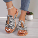 Fringe Leopard Open Toe Sandals - Trendsi