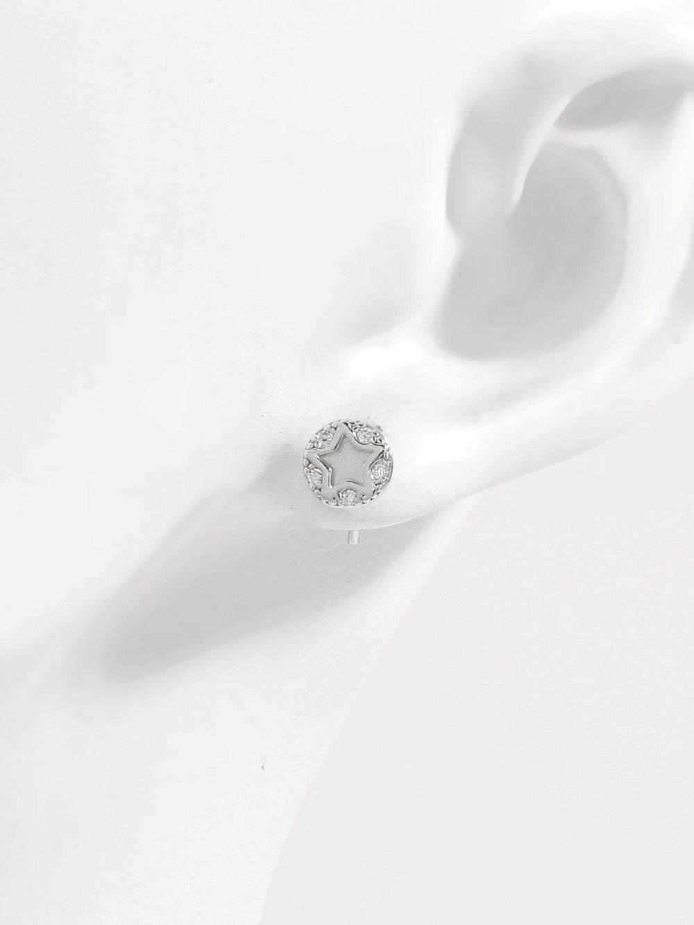 925 Sterling Silver Zircon Star Stud Earrings - Trendsi - Flyclothing LLC