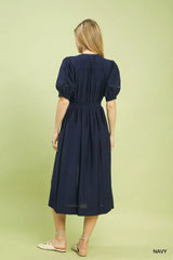 Umgee Zip-Front Smocked Waist Midi Dress - Trendsi - Flyclothing LLC